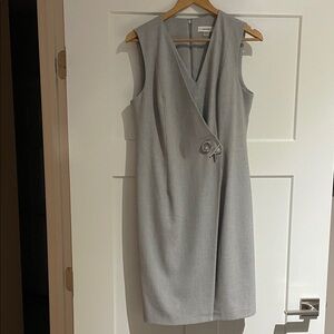 Calvin Klein Light Gray Wrap Midi Dress
